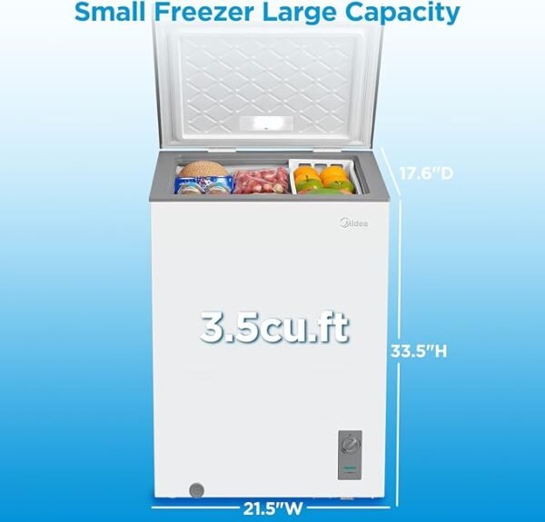 Midea MERC04C4BAWW 3.5 Cubic Feet Chest Freezer, Cu.ft-Convertible, White - Image 3