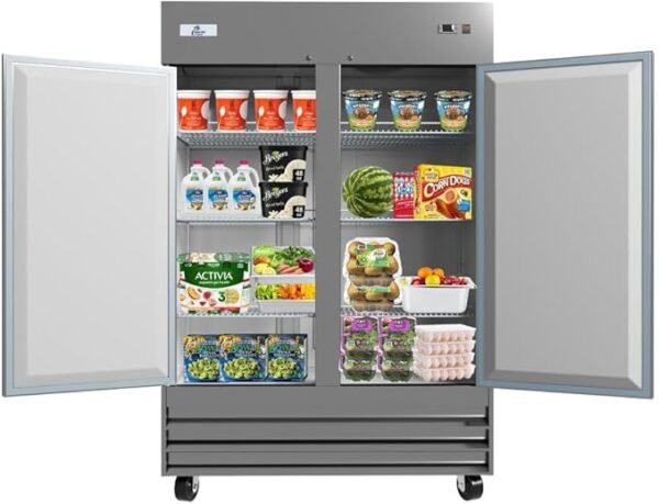 Commercial Refrigerator 2 doors Stainless Steel Solid 54\" Width, Capacity 43Cuft, 110V for Restaurant Kitchen Cooler Fridge all32dup1 - Image 3