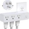 Outlet Extender with 9 AC Outlets, Outlet Splitter with 360°Rotating Plug, 3-Sided Design, 1050J Surge Protection, Multi Plug Wall Outlet for Home, Office, Travel, White