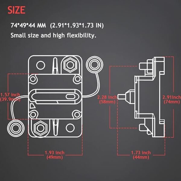 3 Pack 100 Amp Circuit Breaker Manual Reset Car Marine Trolling Motors Boat ATV Manual Power Protect for Audio System Fuse 12V-48VDC - Image 5