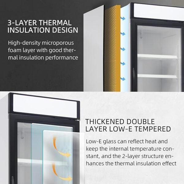 12 Cu. Ft Commercial Freezer with Glass Door, 25\" Display Freezer Single Door Merchandiser Freezer Temperature 41°F to -10°F with LED Light, Small Space Upright fridge for Restaurant, shop - Image 6
