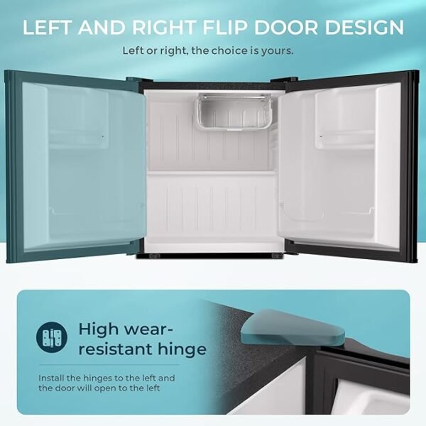 EUHOMY 1.7 Cu.Ft Mini Fridge with Freezer, Reversible Single Door Compact Refrigerator, Adjustable Thermostat, Energy Saving, Mini Fridge for Bedroom, Office, Dorm, Black - Image 5
