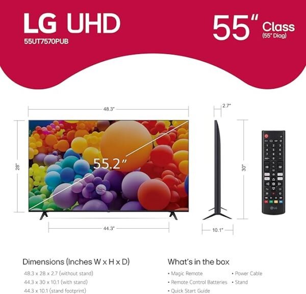 LG 55-Inch Class UT75 Series LED Smart TV 4K Processor Flat Screen AI-Powered with Alexa Built-in (55UT7570PUB, 2024) - Image 3