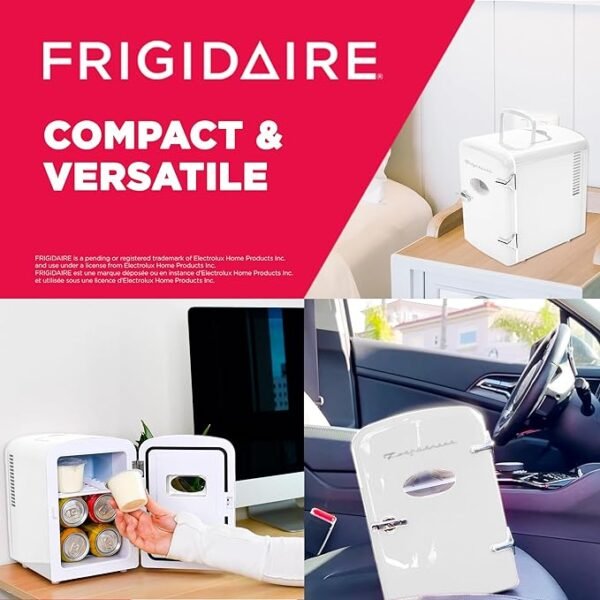 Frigidaire EFMIS129-WHITE, Mini Portable Fridge, 4 Litres Capacity, Chills Six 12oz Cans, 100% Freon-Free & Eco Friendly, Beverage Cooler- White - Image 2