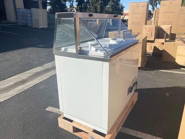 Gelato Freezer Display Case Dipping Cabinet Pan Ice cream showcase Curved Thick frame 47\" - Image 4