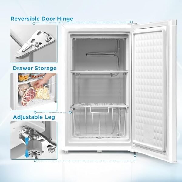 Midea WHS-109FW1 Upright Freezer, 3.0 Cubic Feet, White - Image 2