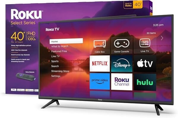 Roku Smart TV – 40-Inch Select Series 1080p Full HD RokuTV with Roku Voice Remote, Bright Picture, Customizable Home Screen – Live Local News, Sports, Gaming