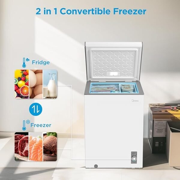 Midea MERC04C4BAWW 3.5 Cubic Feet Chest Freezer, Cu.ft-Convertible, White - Image 2