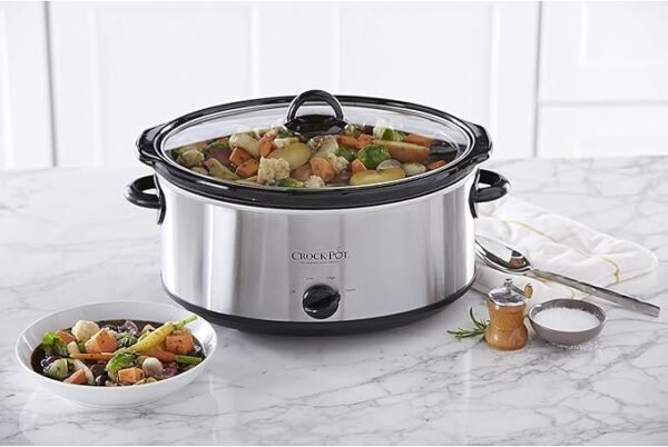 Crock-Pot 7 Quart Oval Manual Slow Cooker, Stainless Steel (SCV700-S-BR), Versatile Cookware for Large Families or Entertaining - Image 5