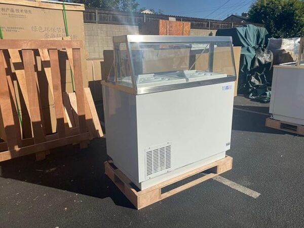 Gelato Freezer Display Case Dipping Cabinet Pan Ice cream showcase Curved Thick frame 47\" - Image 2