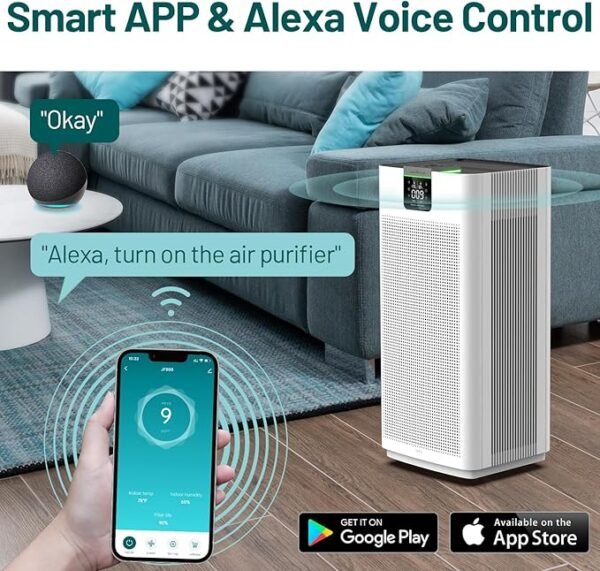Jafända Air Purifiers for Home Office 4575 ft², APP & Alexa, Ture HEPA 13 Activated Carbon Air Filter, Air Cleaner for Large Room Remove 99.97% Dust Pollen Smoke Pet Dander Allergies Mold Odors VOCs - Image 4