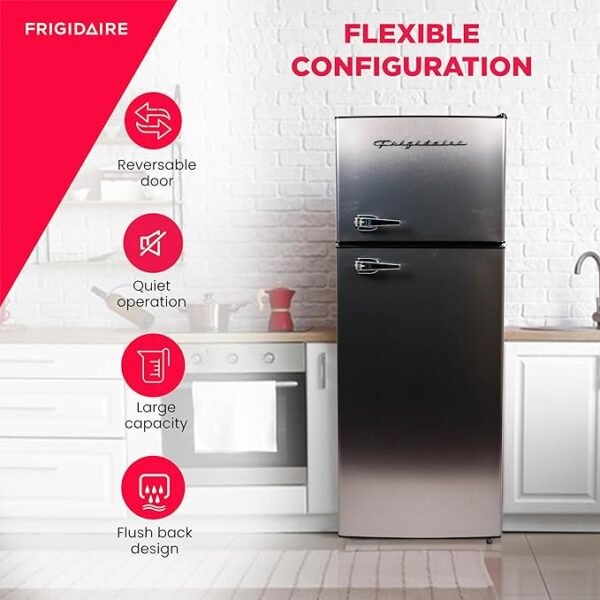 Frigidaire, 2 Door Apartment Size Refrigerator/Freezer Combo, 7.5 cu ft, Platinum Series, Stainless, 23\" D x 21.5\" W x 55.5\" H - Image 6