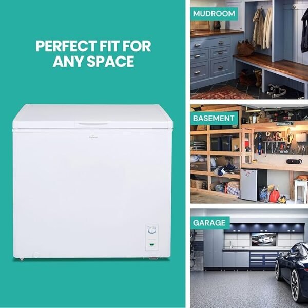 Koolatron Deep Freezer - Chest Freezer, 1 Wire Basket, Garage Ready, Meat Storage, Front Drain, Congelador For Home, Apartment, Basement, Dorm, Cottage, Manual Defrost, Stand Up, 7.0 Cubic Feet, White - Image 6