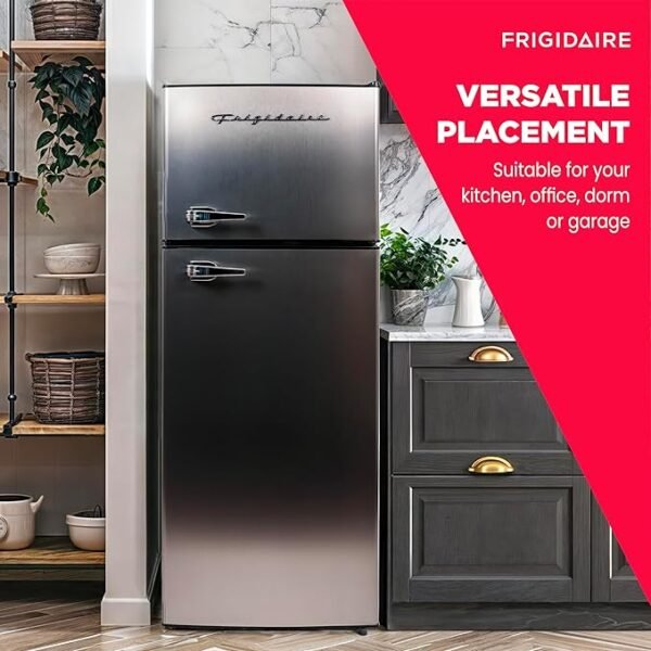 Frigidaire, 2 Door Apartment Size Refrigerator/Freezer Combo, 7.5 cu ft, Platinum Series, Stainless, 23\" D x 21.5\" W x 55.5\" H - Image 5