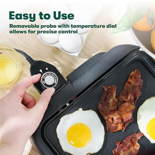 bella Electric Griddle with Warming Tray - Smokeless Indoor Grill, Nonstick Surface, Adjustable Temperature & Cool-touch Handles, 10\" x 18\", Copper/Black - Image 5