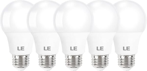 LE LED Light Bulbs 60 Watt Equivalent, 9W 800 Lumens Non-Dimmable, Daylight White 5000K, A19 E26 Standard Medium Base, 10000 Hour Lifetime 5 Count (Pack of 1)