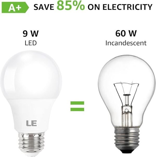 LE LED Light Bulbs 60 Watt Equivalent, 9W 800 Lumens Non-Dimmable, Daylight White 5000K, A19 E26 Standard Medium Base, 10000 Hour Lifetime 5 Count (Pack of 1) - Image 5