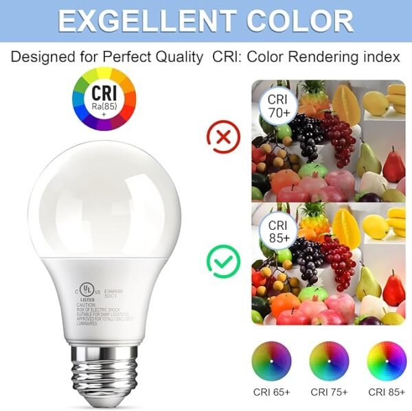 24 Pack LED Light Bulbs Daylight White 5000K, 60 Watt Equivalent A19 LED Bulb, 9W E26 Standard Base, 800 Lumens 15000 Hours 120V, Non-Dimmable, Bright Energy Saving Lightbulbs for Bedroom Indoor - Image 5