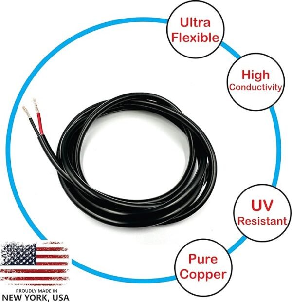 NATIONAL Wire&Cable - 16 Gauge 2 Conductors Premium Electrical Wire - Made in USA - 16 AWG Wire Stranded PVC Cord Copper Cable 100 Ft. Flexible Low Voltage LED Cable Lamps Lighting Automotive - Image 5