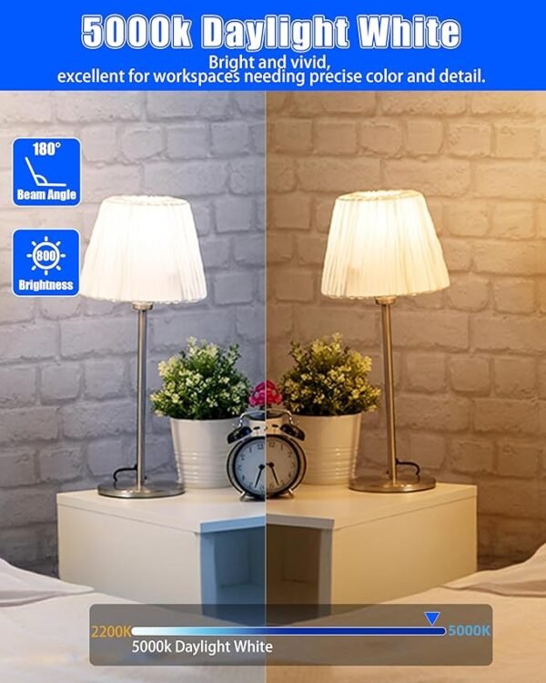 MASTERY MART Premium LED Light Bulbs 9W (60 Watt Equivalent), A19 Standard Bulbs, 800 LM 15000 Hours, E26 Base, 5000K Daylight White, Non-Dimmable, 9W LED for Bedroom Living Room, 6 Pack - Image 5